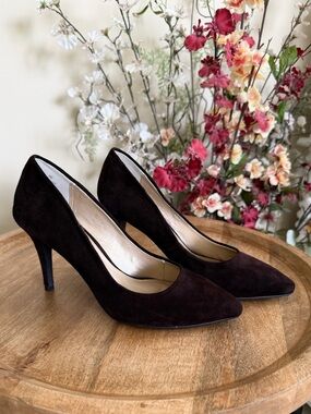 Chocolate Brown Suede Moda Spana Women's Pointed-Toe Heels